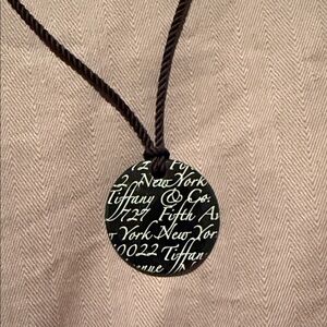 Tiffany & Co. Black and White Script Pendant Necklace
